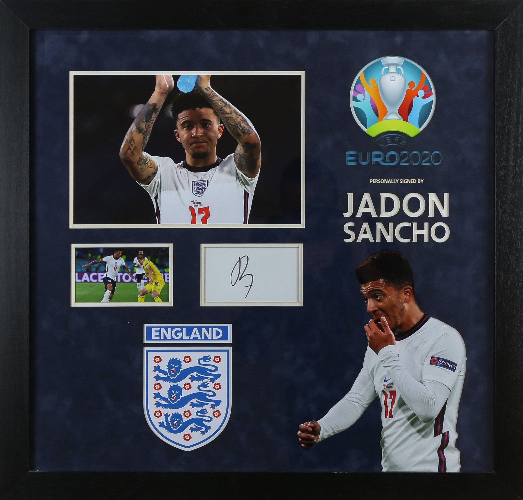 Euro 2020 Jordan Sancho Signed Whitecard Framed Display - Memorabilia Framers Shop